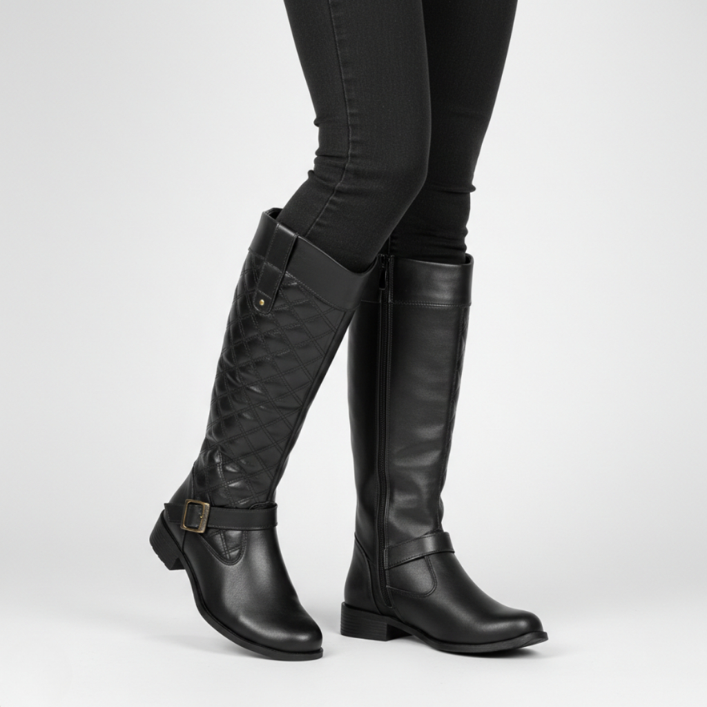 Bota Feminina Montaria Cano Longo Outono Inverno Zíper Lateral Conforto Promoção Macia Bordada