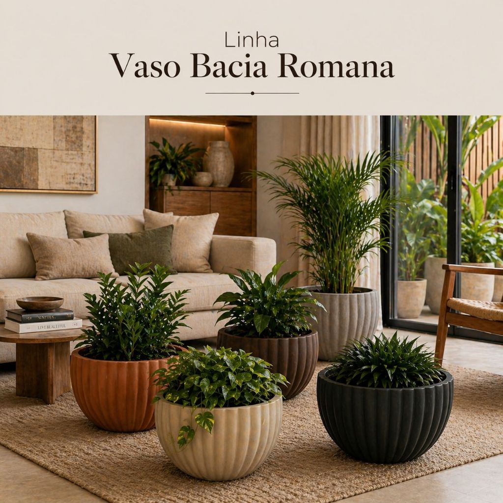 Vaso de Planta Polietileno Decorativo Bacia Romana
