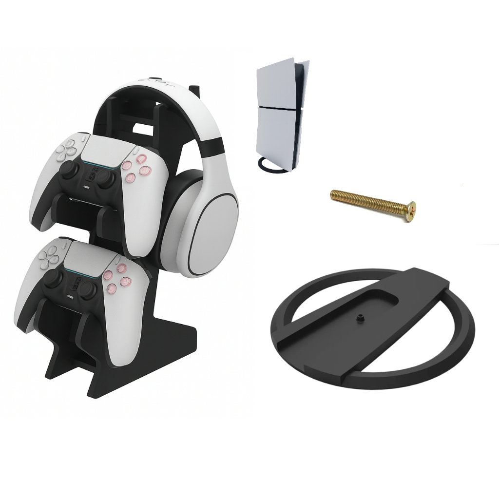 Suporte Base Vertical Para Video Game + Suporte Controle Video Game Slim com Parafuso Fixação