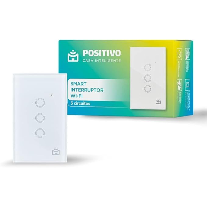 Smart Interruptor Wi-Fi Positivo Casa Inteligente 3 Módulos Touch Branco - Compa
