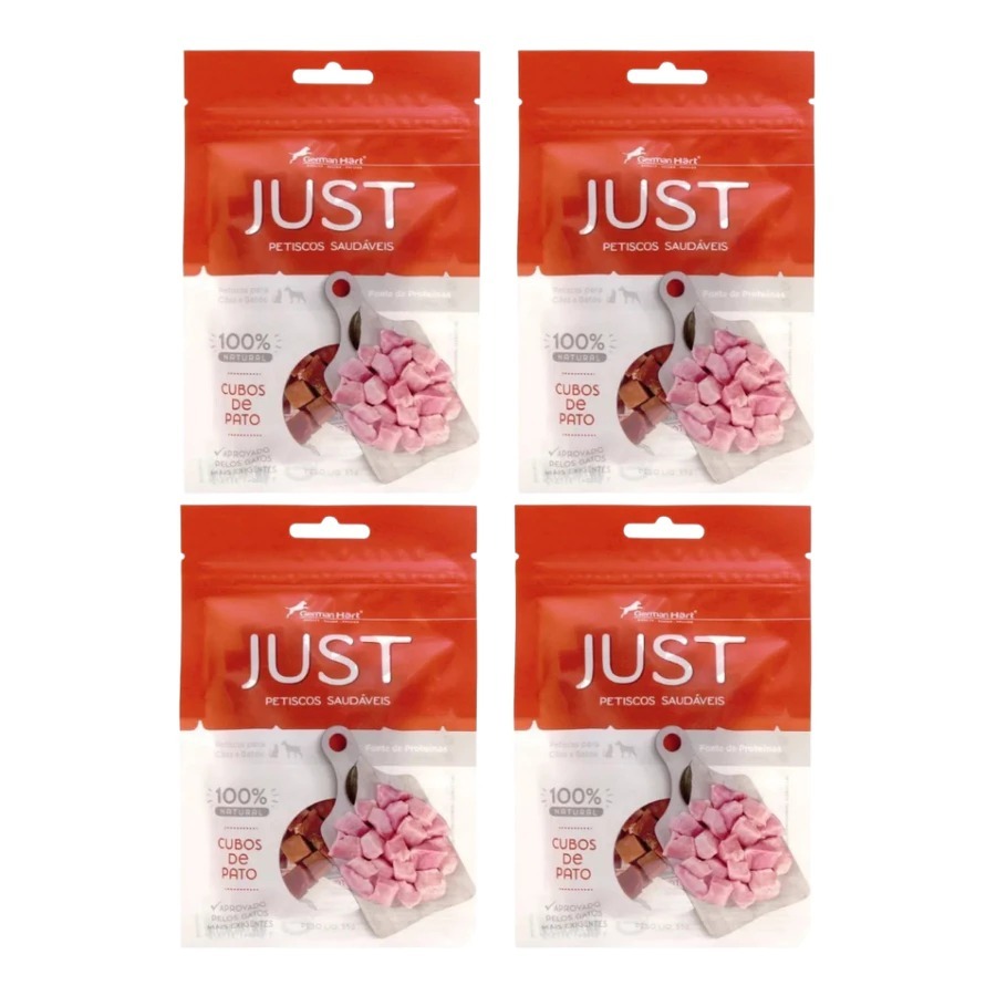 Kit 4 Snacks Cubos de Pato para cães e gatos Just - Petisco 100% Natural