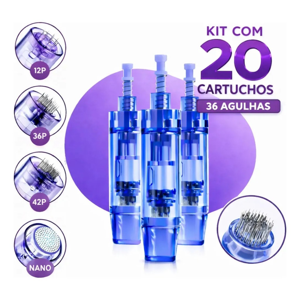 20 Cartuchos ponteira agulha para micropigmentação Dermapen Dr Pen N2 MyM M7 M5 A6 - Envio Hoje