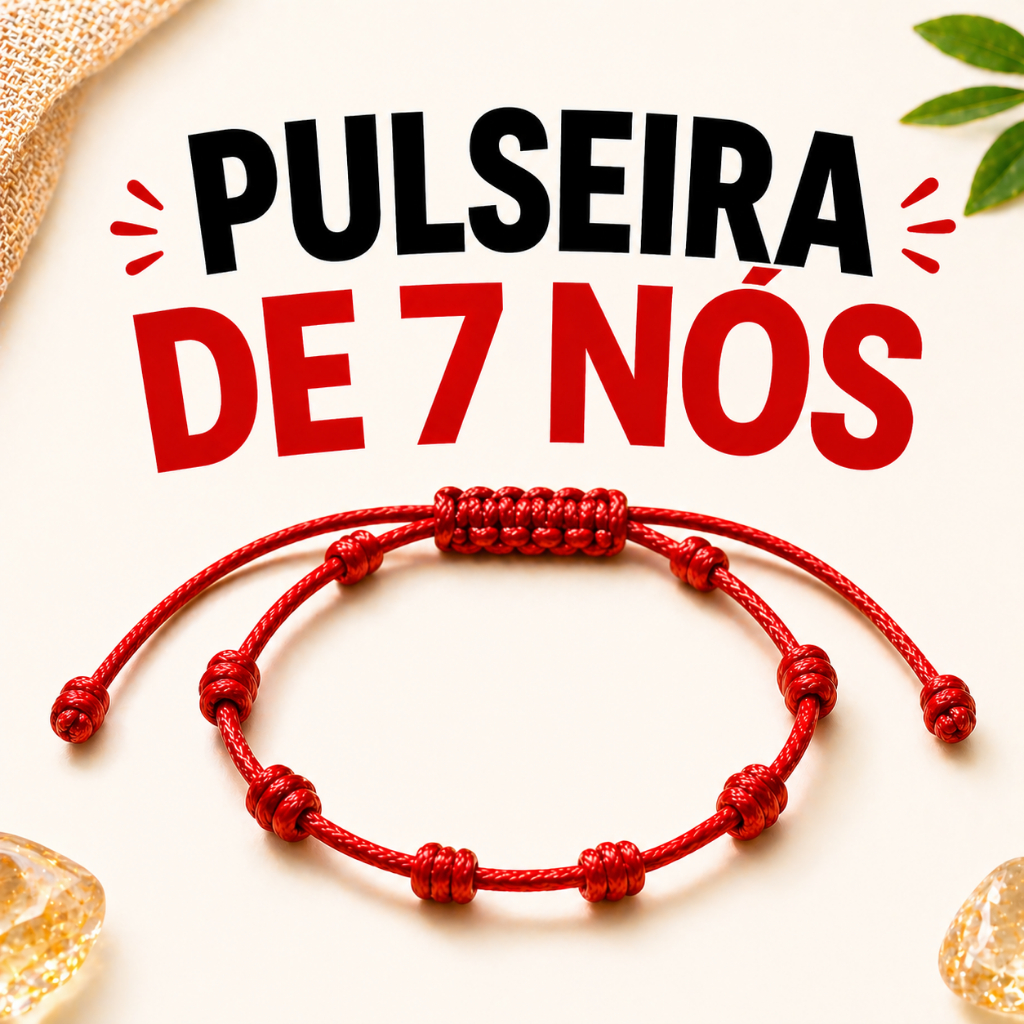 Pulseira 7 Nós Vermelha Ajustável Seda Proteção Sorte Unissex Delicada