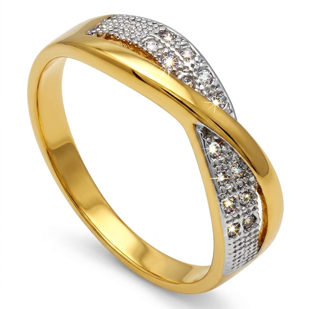 Anel do Infinito com Duas Fileiras de Zircônias Folheado em Ouro 18K Softjoias | Garantia de um ano