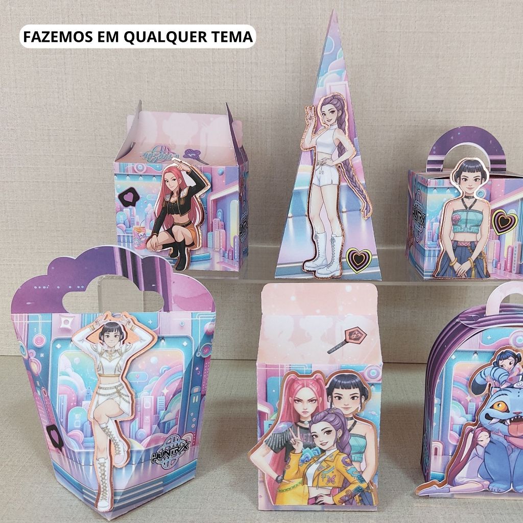 Kit GUERREIRAS DO K-POP Personalizada Mimos Lembrancinhas Caixinhas Aniversário (PEGUE E MONTE)