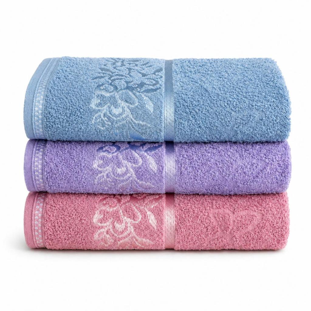 KIT 3 Toalhas de Banho Garden 100% Algodão – Floral Jacquard, Maciez Premium e Alta Absorção