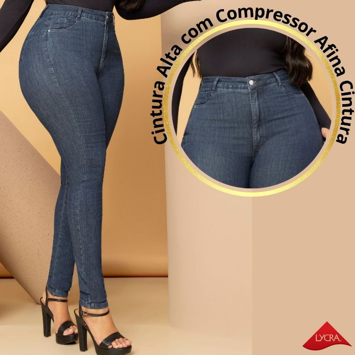 Divas Jeans Calça Plus Size Feminina Jeans Com Lycra Cintura Alta Modela Cintura