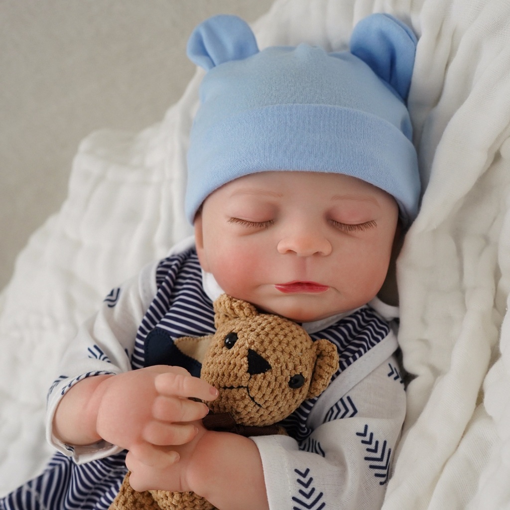 Bebê Reborn Menino 100% Silicone Olho Fechado Original Pode dar Banho Frete Grát