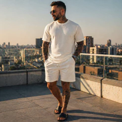 Conjunto Masculino Camiseta e Bermuda Texturizado Lançamento - Tecido Premium