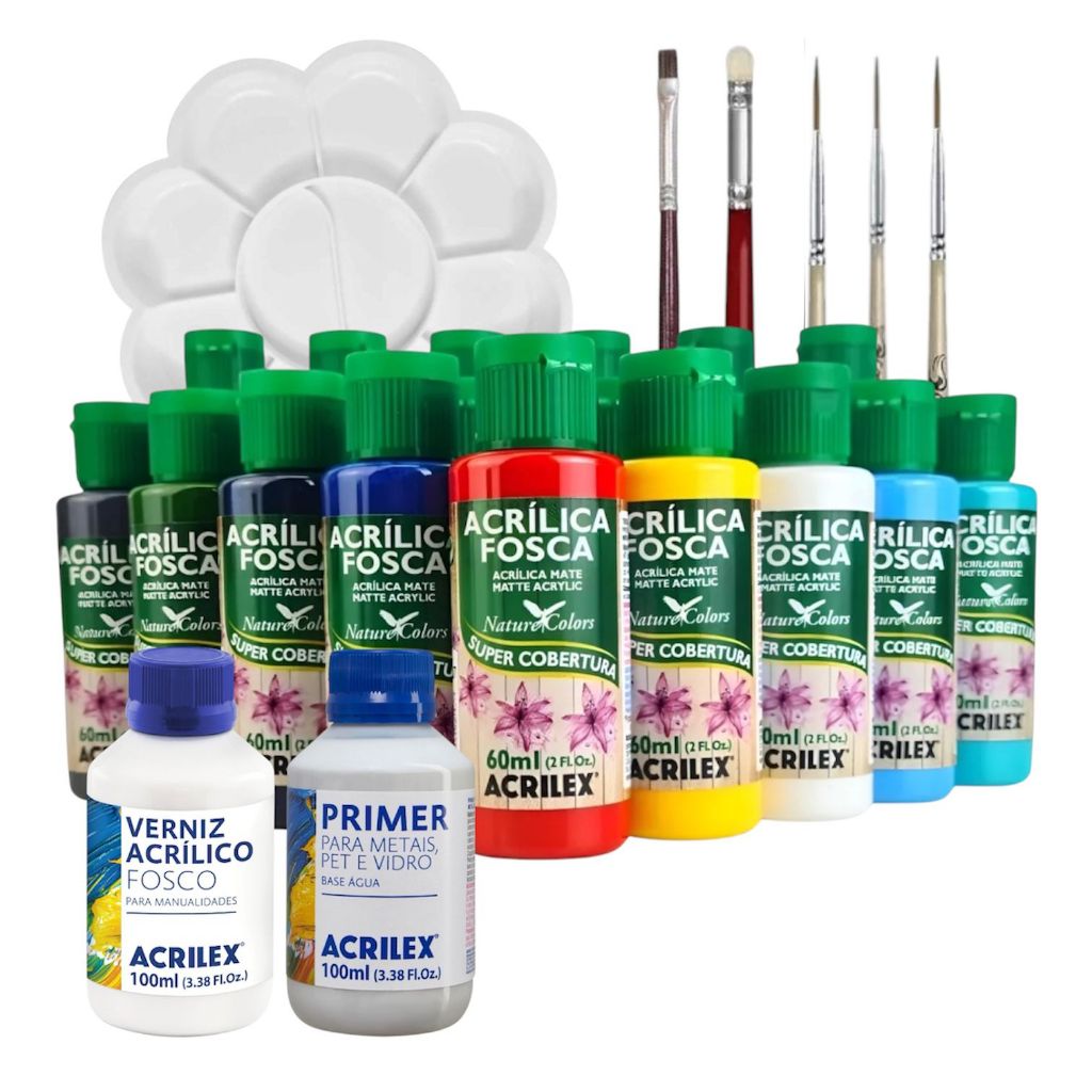 Kit De Pintura Iniciantes Acrilex Impressão 3d 12 Cores