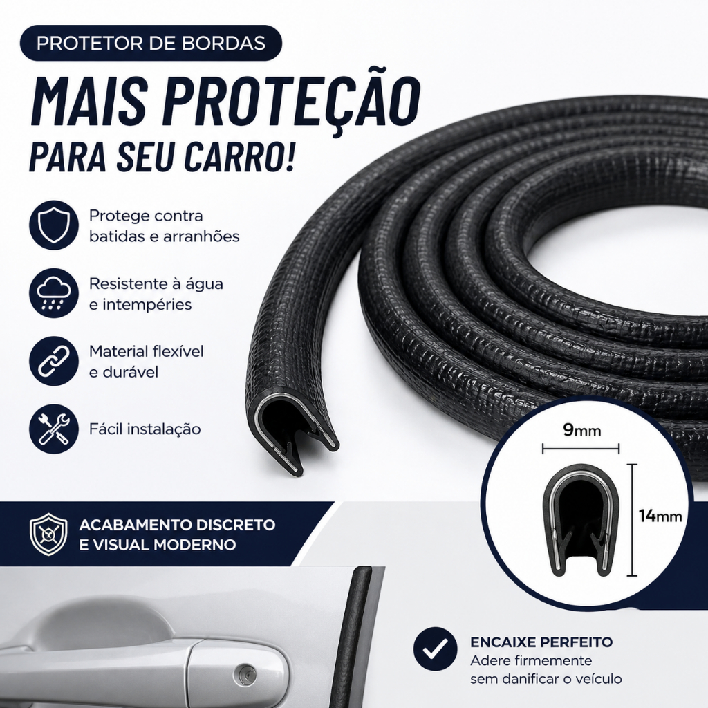 Imagem Borracha Proteção Borda Porta Carro Casca de cobra alta