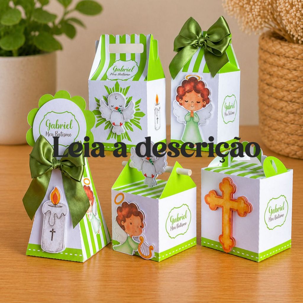 Kit PEGUE E MONTE Batizado Verde | Lembrancinhas caixinhas personalizadas | festa Aniversário