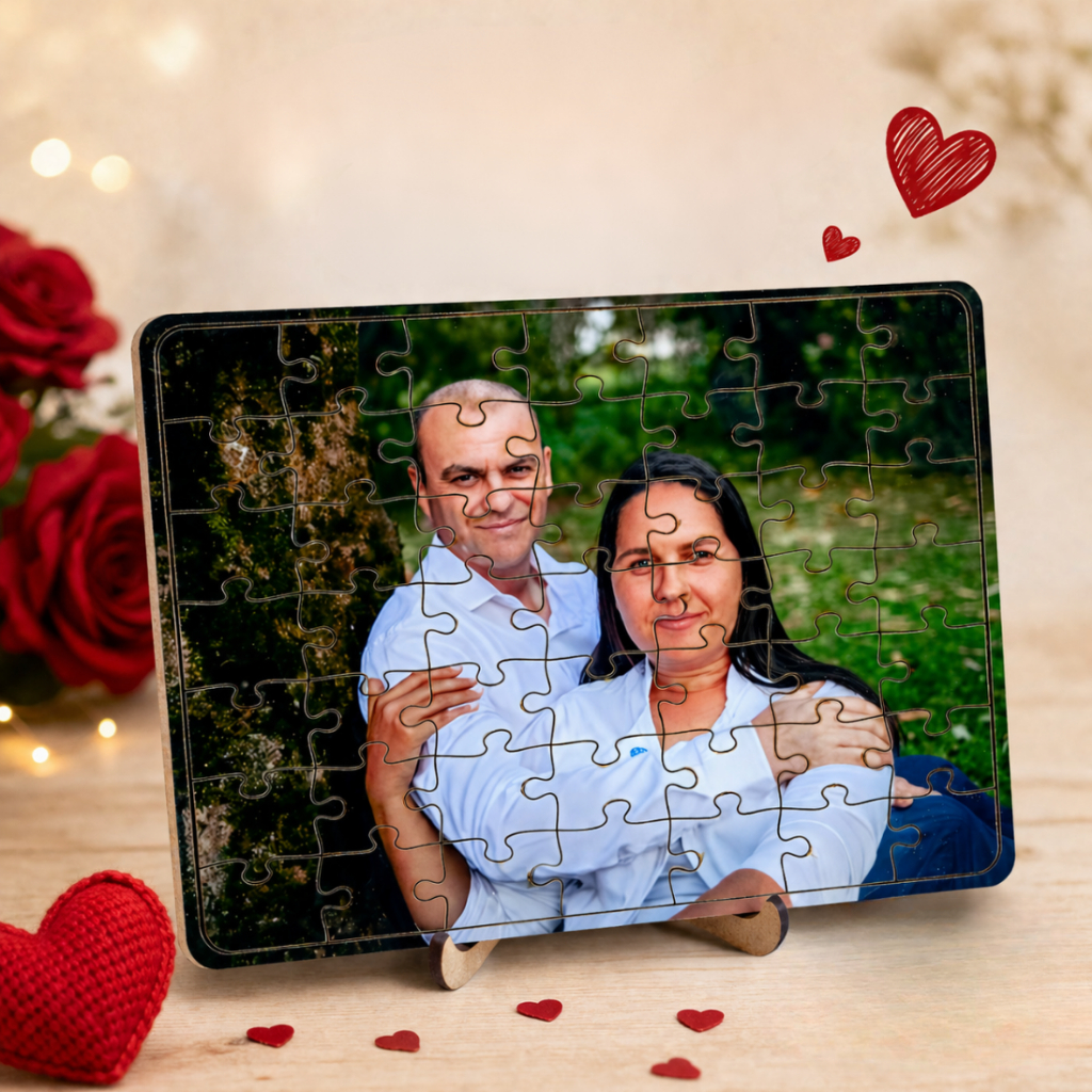 Quebra Cabeça Personalizado dia Dos Namorados MDF Com Foto 49 ou 90 Peças Com Base ou Caixa