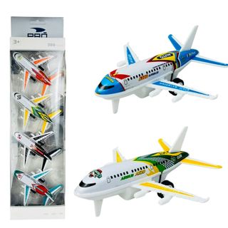 Kit 4 Avião A380 Comercial De Fricção E Ferro Com Sistema De Fricção Super Divertido