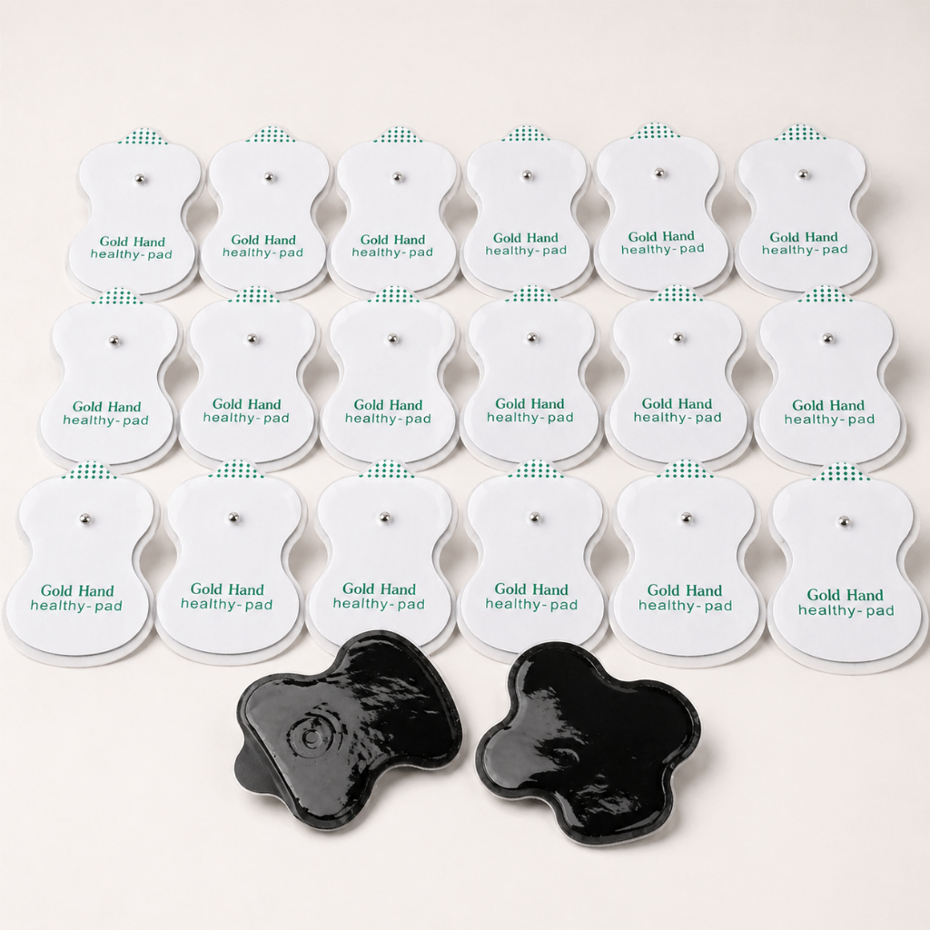 Eletrodos Adesivo Tens Fisioterapia Massagem Kit 20 Peças Auto Colante Gel eletrochoque Gold Hand