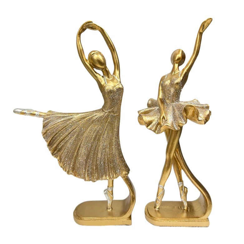 Enfeite Mesa Bailarina Decoração Estátua Objeto Decorativo Dança Sala Quarto Estatueta Dourado Gliter