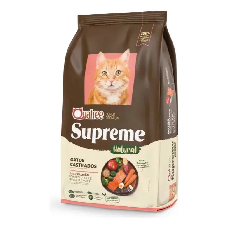 Ração Quatree Supreme para Gatos Castrados Sabor Salmão e Batata Doce 1,01 kg