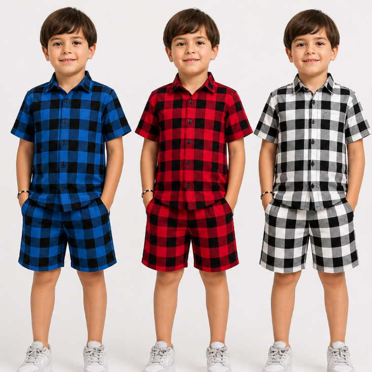 Conjunto Infantil Xadrez Festa Junina Menino – Camisa + Short Estilo Mauricinho Premium