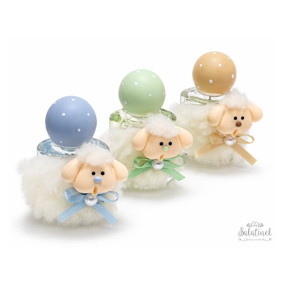 Lembrancinha Ovelhinha Personalizada Mini Colônia 9ml Cheirinho de Bebê Maternidade Aniversário Batizado