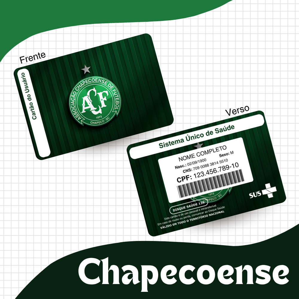 Cartão SUS Personalizado Plastificado - Tema Chapecoense
