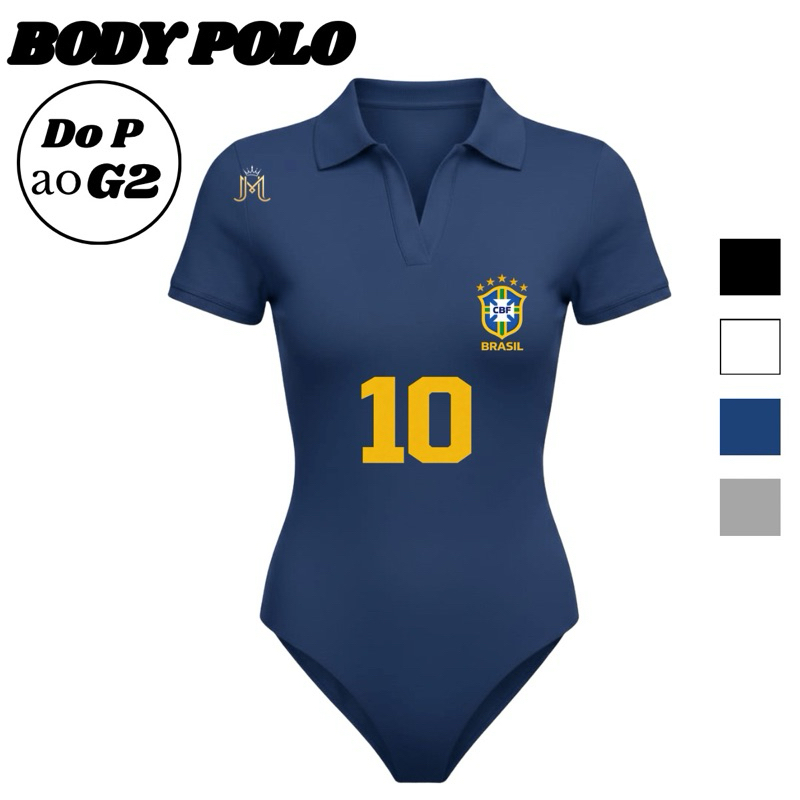 Body Feminino Polo Copa Manga Curta Suplex Duplo Premium Modelador Confortável do P ao G2