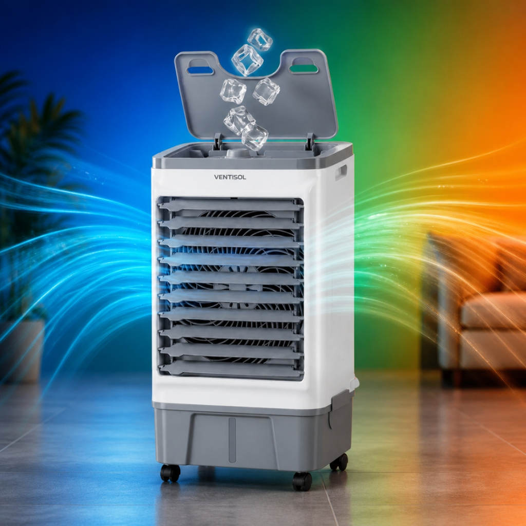 Imagem Climatizador de Ar Portátil Ventisol CLIN16 16L Evaporativo Umidificador Ventilador Água Fria Potente Econômico 127 220v