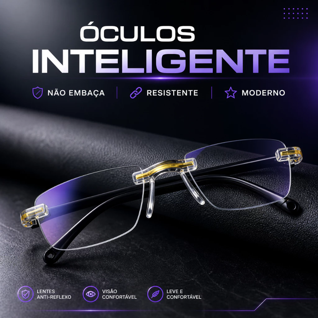 Óculos Inteligentes para Perto e Longe Com Ajuste Automático de Grau + Limpa Lentes e Estojo