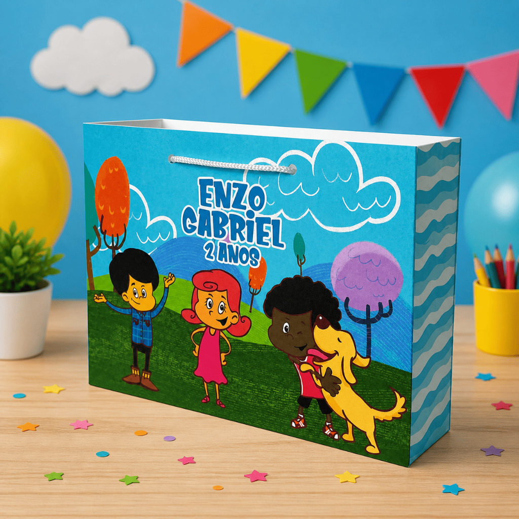 Kit Sacolinhas 3 Palavrinhas Azul Rosa Personalizadas Lembrancinhas Festa Aniversario Decoracao Infantil
