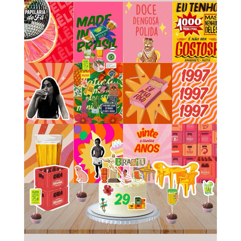 Kit Festa Só um Bolinho Brasilidades | Festa do Brasil Copa do Mundo | Lambe-Lambe Brasil