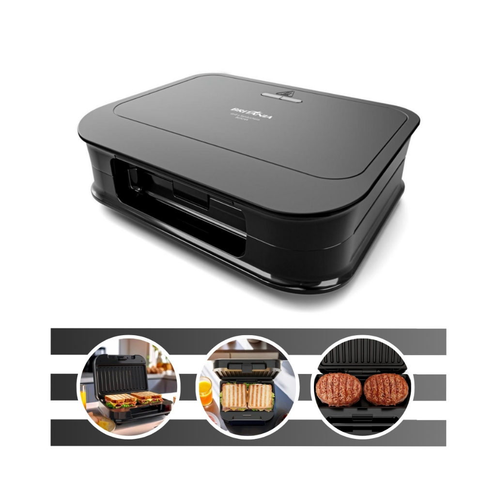 Grill e Sanduicheira 2 em 1 Potência de 750W, Revestimento Antiaderente BGR24A Cor Preta Britânia
