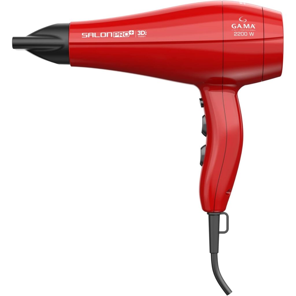 Secador de cabelo profissional GA.MA Italy Salon Pro Plus 3D na cor vermelha com bocal direcionador preto