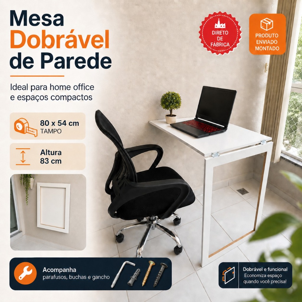 Mesa Dobravel Retrátil de Parede, escrivaninha, bancada Home office, tabua de passar Multifunções