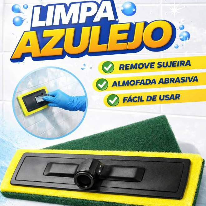 Limpa Azulejo e Piso - Esponja Multiuso, Fácil de Usar, Remoção Eficiente de Resíduos