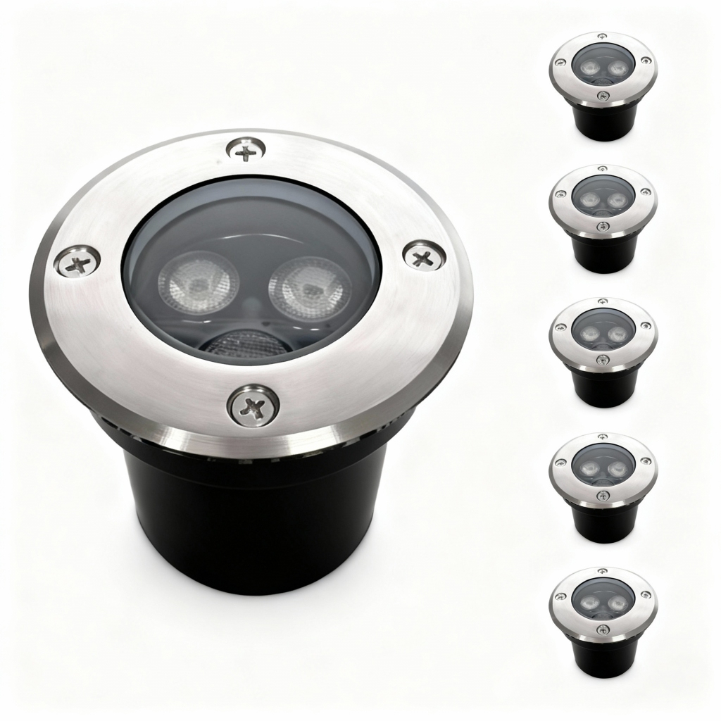 Kit 5 Balizador Spot Led Embutir Chão Piso Jardim 3w Branco Frio Lâmpada Luminária Bivolt Blindado Prova D'água
