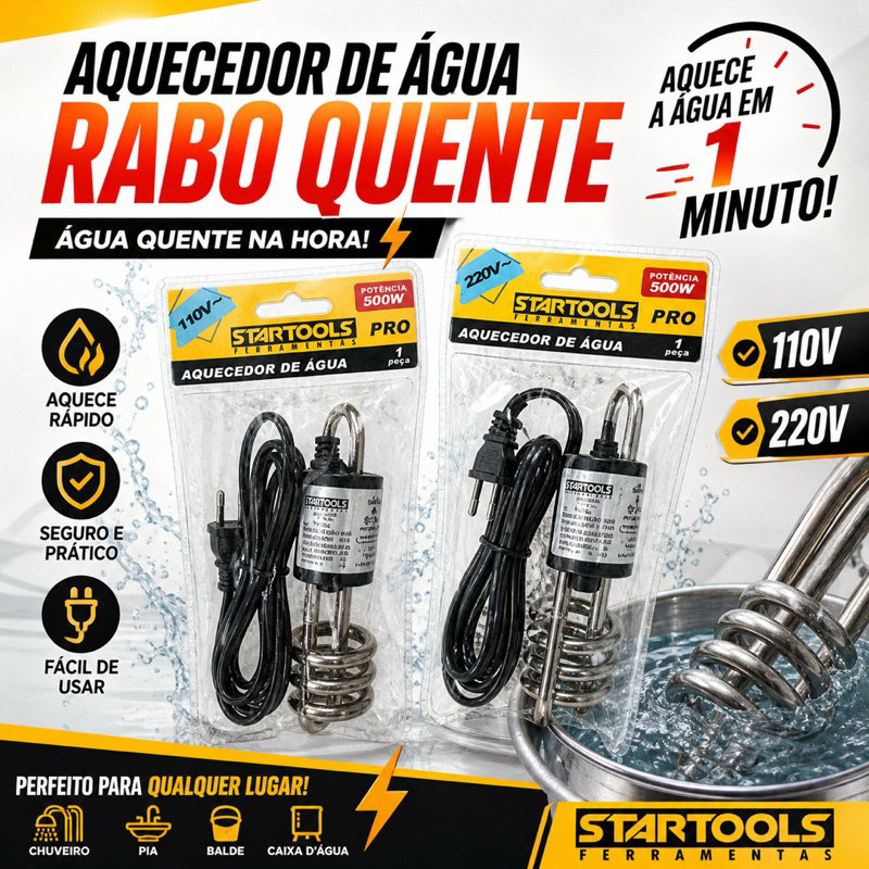 Aquecedor Ebolidor De Água Elétrico Portátil Rabo Quente 500  Watts StarTools