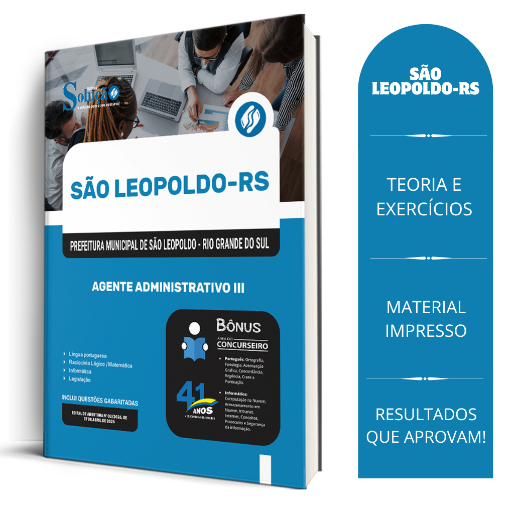 Apostila Prefeitura de São Leopoldo - RS 2026 - Agente Administrativo III