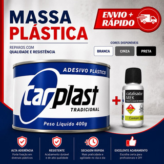 Massa Plastica Branca Preta Cinza Adesivo Plastico 400g Catalisador Funilaria Carro Multi - Carplast
