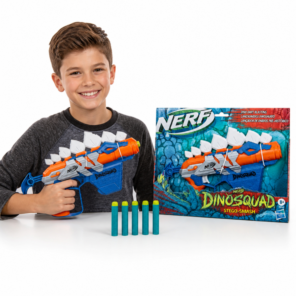 Nerf DinoSquad Stego Smash Lançador De Dardos Hasbro Com 5 Dardos Arma Brinquedo Dinossauro Infantil +8 Anos Lançador Ne