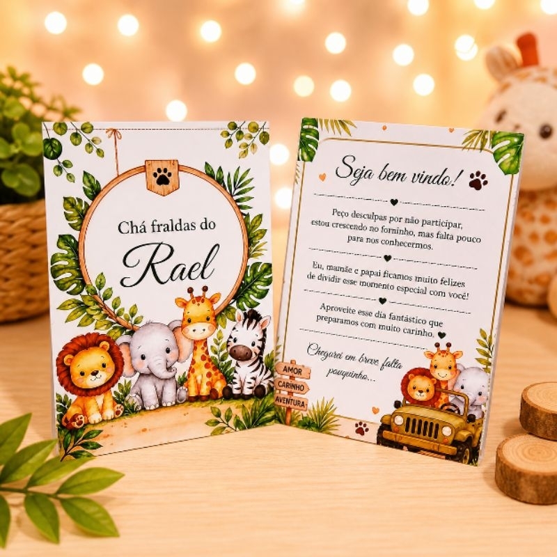 Kit Plaquinha de Agradecimento Safári Cute- Chá de Bebê- Chá de Fraldas- Personalizado- Lembrancinha de Festa- Decoração