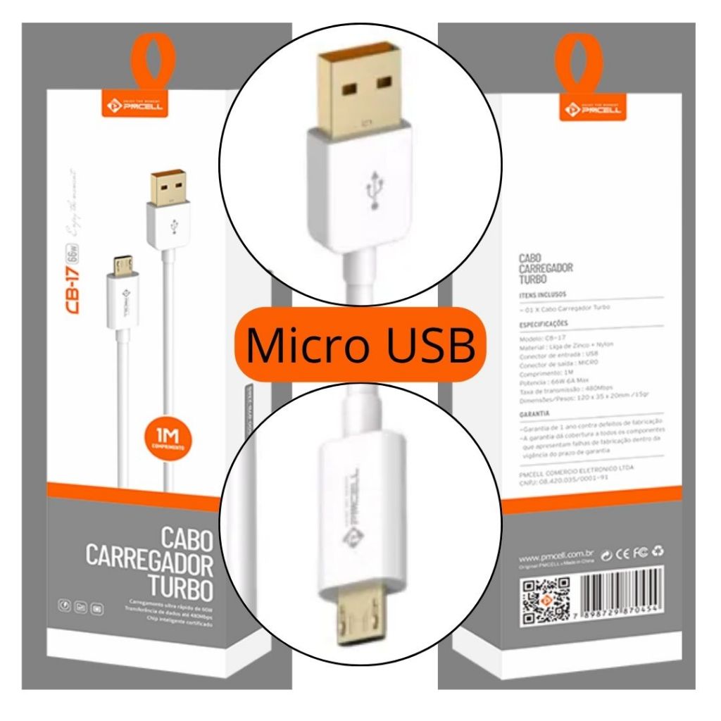 Cabo Turbo Micro-USB Alta Velocidade Carregamento Transferência de Dados Reforçado alongado compatível com Android