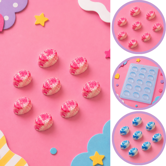 1~10 Forma Simples Bombom Oval Liso Eliptic 325 - (B2) em Acetato BWB Para Bombom e Confeitaria Páscoa. (CHOCO)