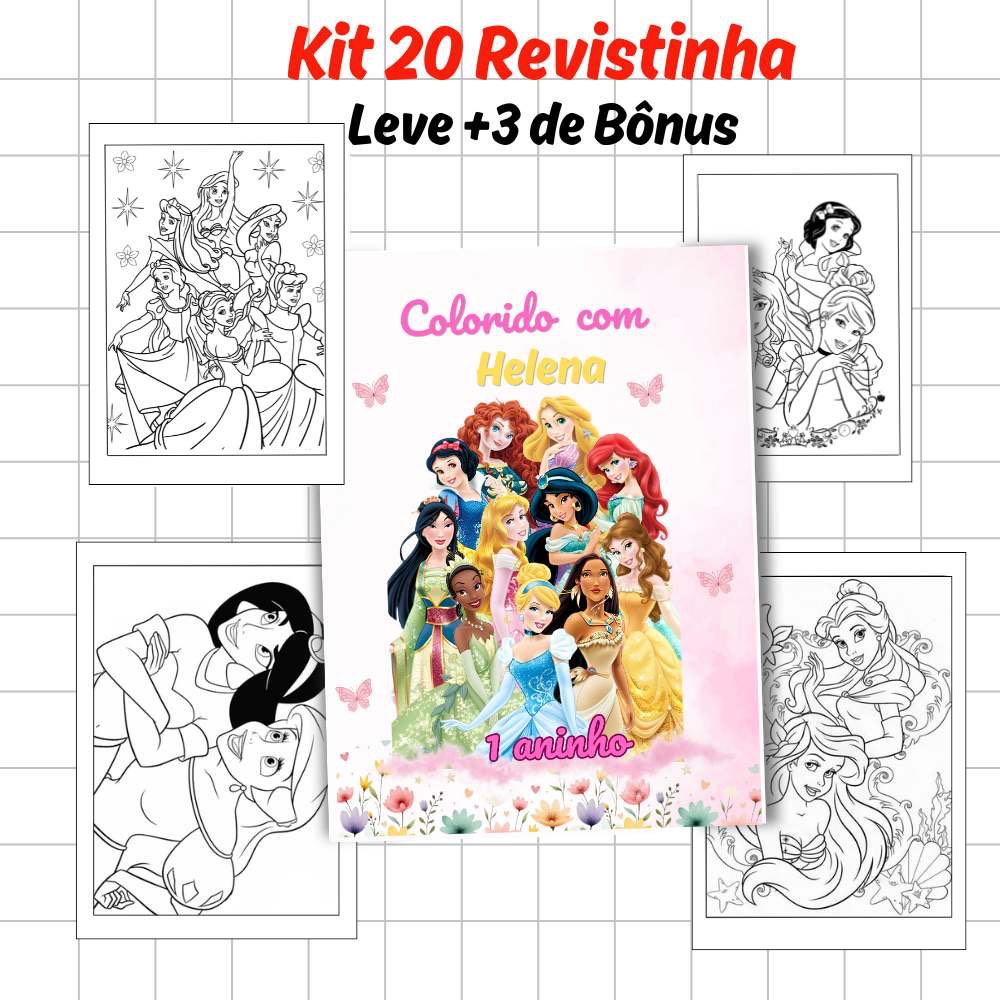 20 Revistinha Livrinhos de colorir Princesas personalizados lembrancinha de aniversário