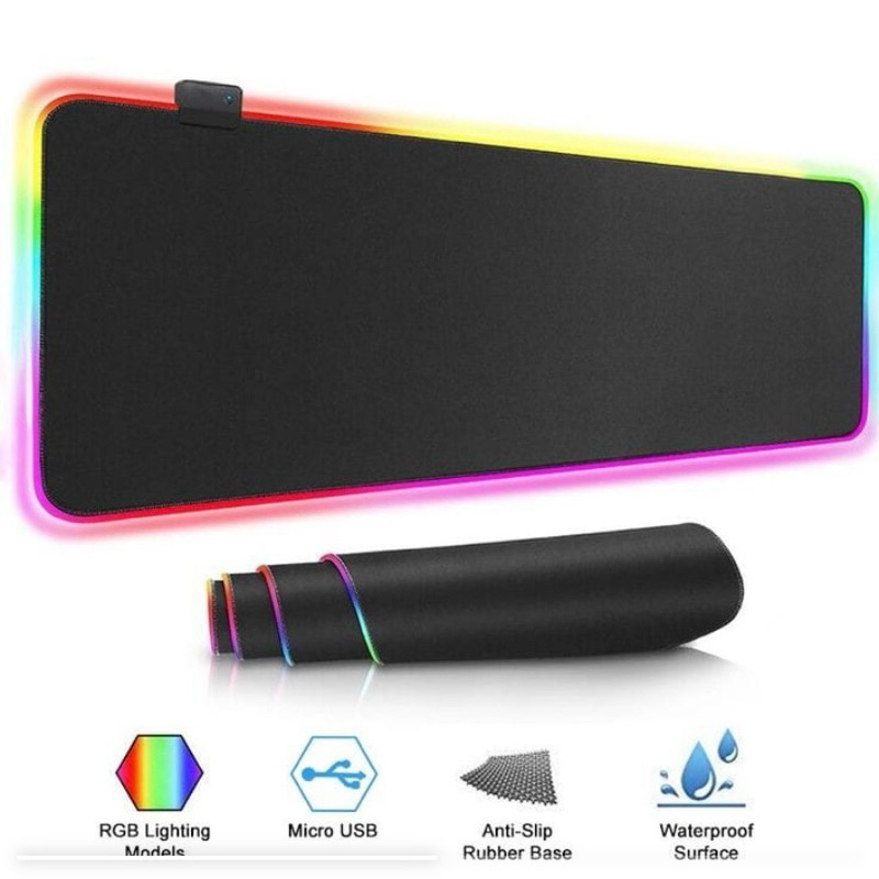 Mousepad Gamer LED RGB Grande 80x40 com Wireless Charger 15W Mousepad +Carregador sem fio para celular e pc Impermeável