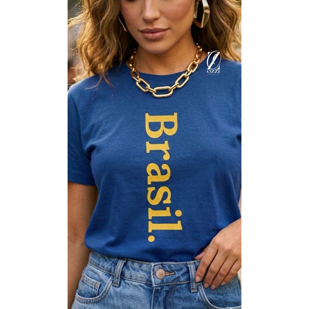 Camiseta  Brasil Feminina Estilosa T-shirt Blusa Copa Brasil 100% Algodão Torcida Copa 2026