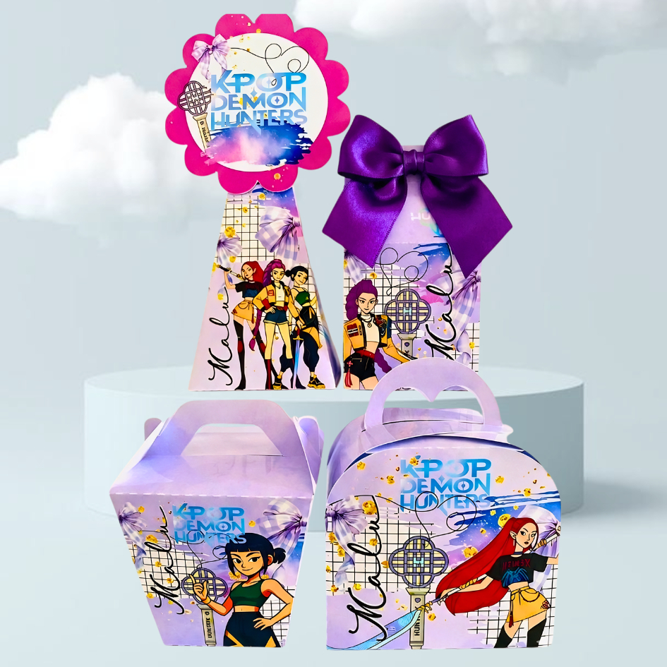 Kit caixinhas personalizadas Guerreiras do K-Pop Lembrancinha de festa infantil Caixinhas Montadas