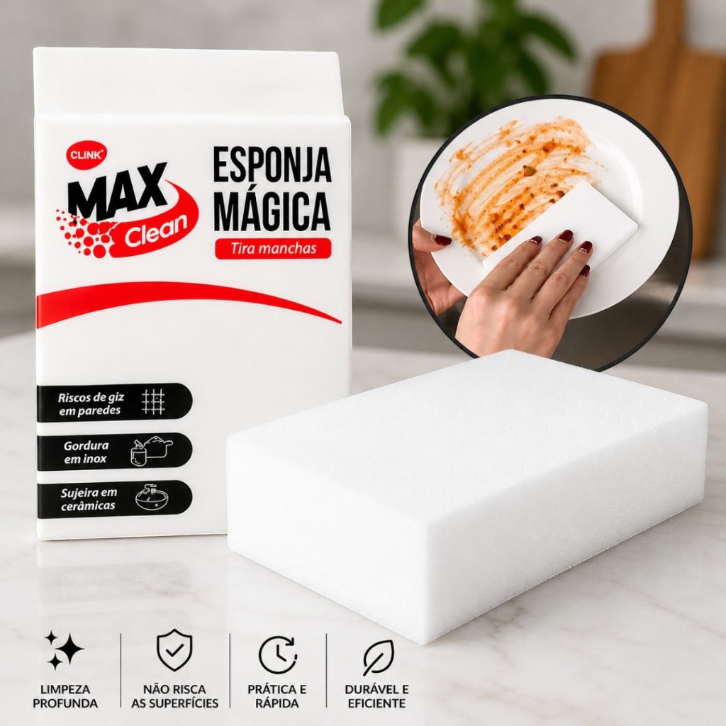 Kit Esponja Mágica Branca Melamina Bucha Tira Mancha Limpeza Desengordura Multiuso 10/20/30/40/50