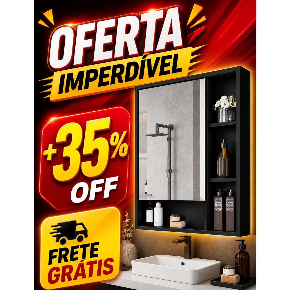LIQUIDA!!!   Armário Banheiro com Espelheira Porta Selene - Várias Cores