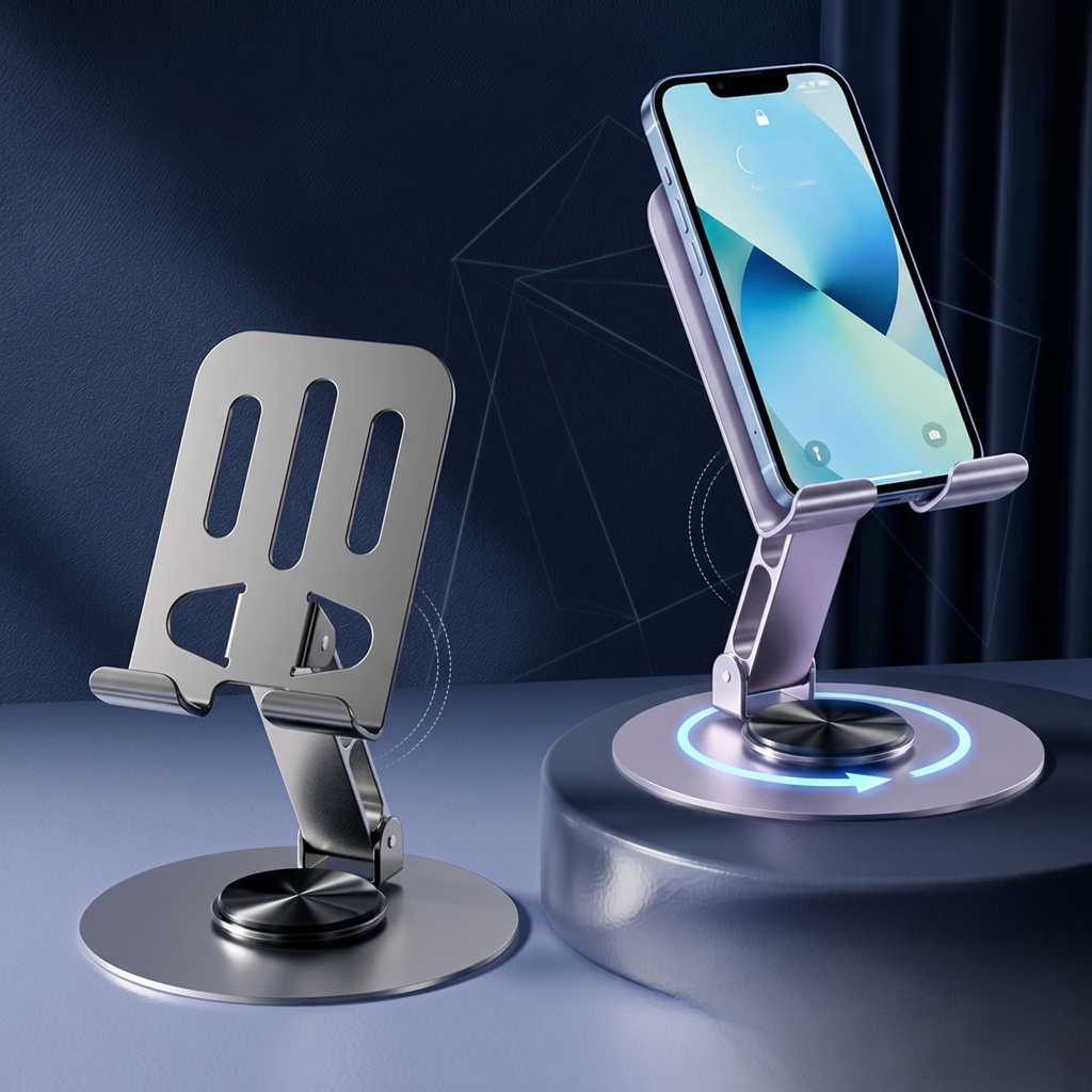 Suporte Alumínio de Mesa Base Rotatória Ajustável 360º Para Smartphones e Tablets C340