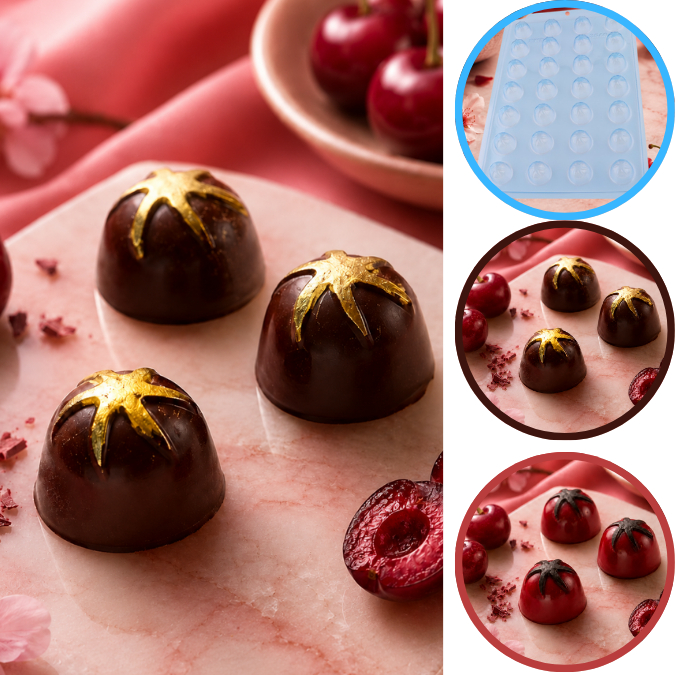 1~5 Forma BWB Simples Semiprofissional, Doces Finos Chocolates Cód. 3546 - SP Cereja Hélice Relevo (CHOCO)