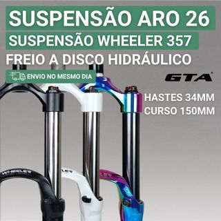 Suspensão Amortecedor Aro 26 Garfo de Bicicleta Aro 26 GTA Wheeler 357 28.6 Para Freio Disco 150MM